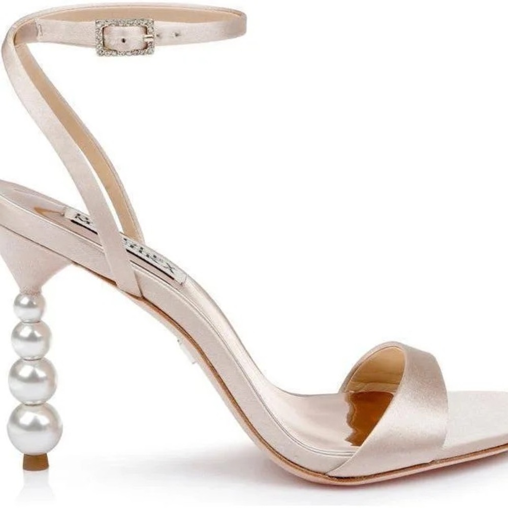 Elegant Satin Pearl Heel Sandals